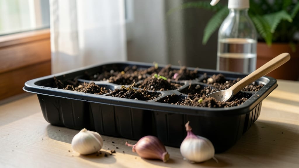 Planting Garlic Cloves Indoors: Bold Green Sprouts in 3 Weeks