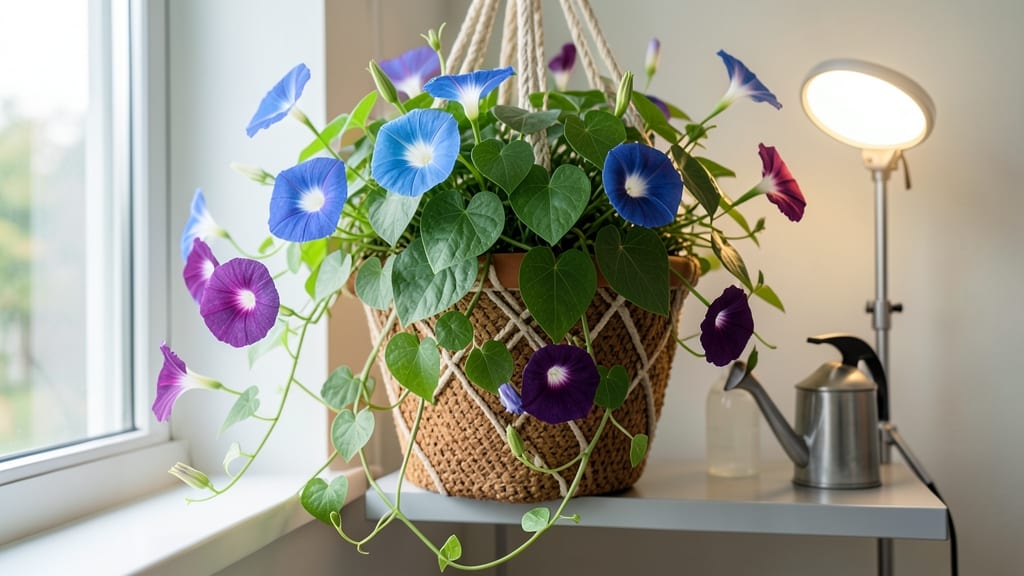 Can You Grow Morning Glories Indoors: Container Size Limits and Trellis Hacks